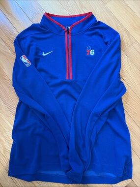 Nike Blue Red Philadelphia 76ers Quarter Zip Pullover